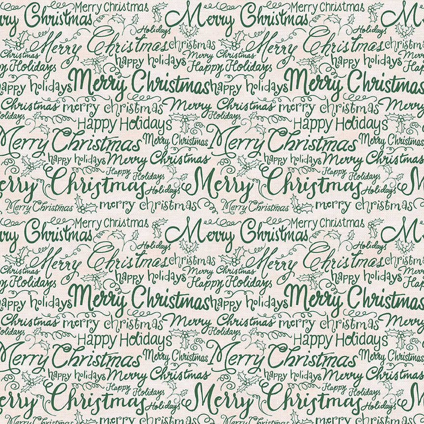 Christmas Words - Green on White
