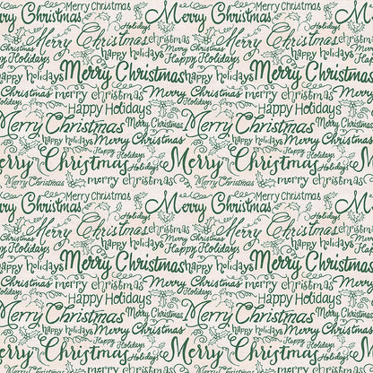 Christmas Words - Green on White