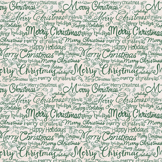 Christmas Words - Green on White