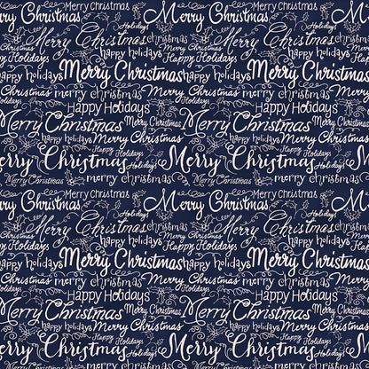 Christmas Words - White on Navy