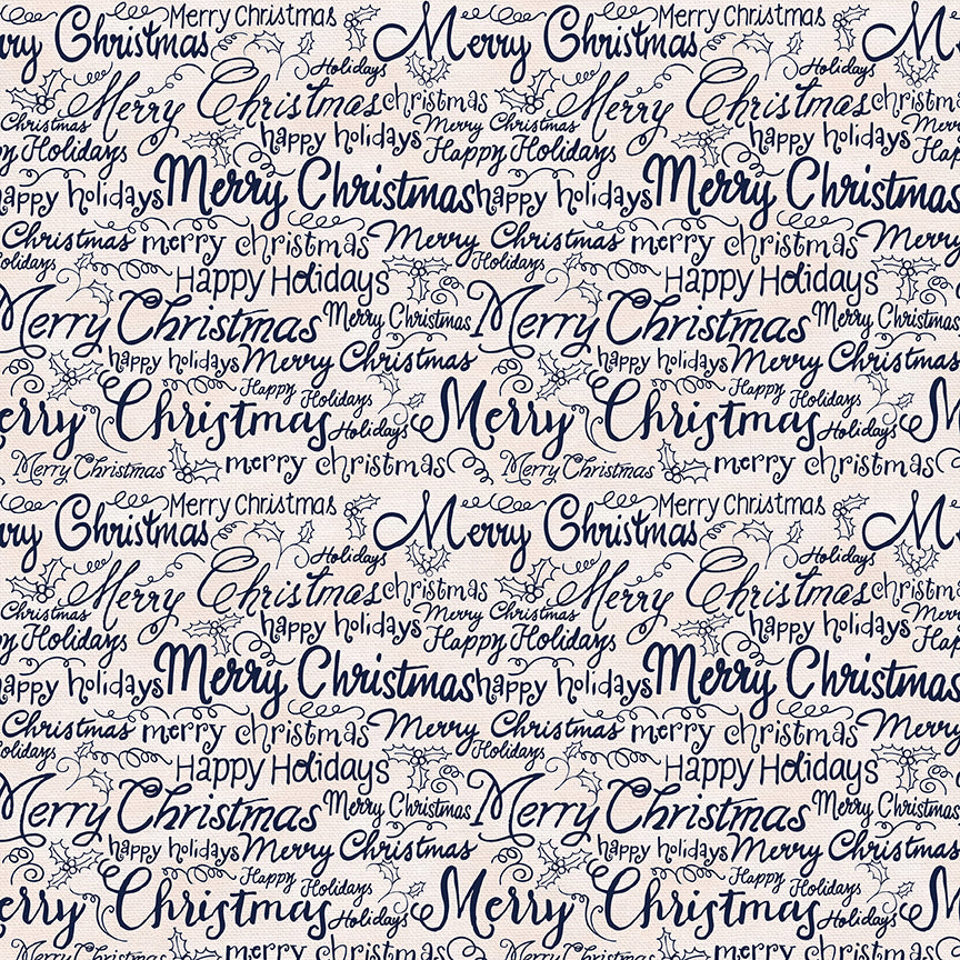 Christmas Words - Navy on White
