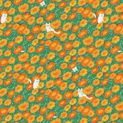 Floral Felines - Orange