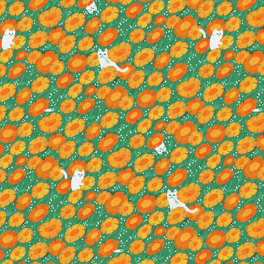 Floral Felines - Orange