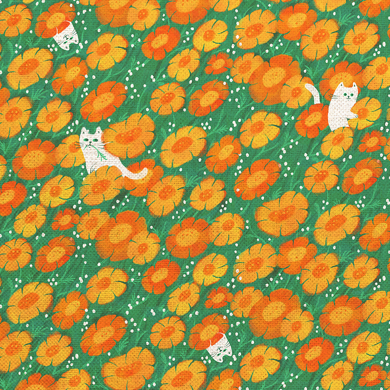 Floral Felines - Orange