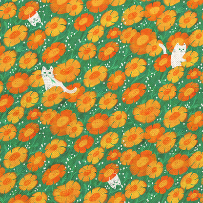 Floral Felines - Orange