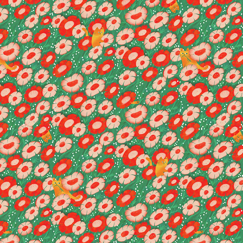 Floral Felines - Red