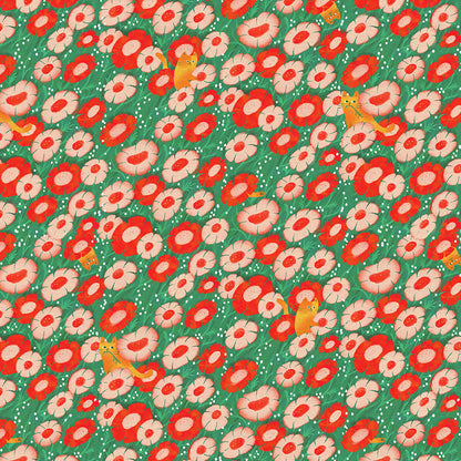 Floral Felines - Red