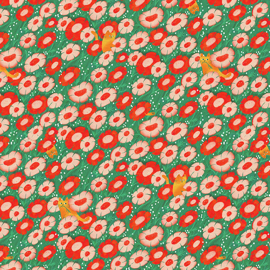 Floral Felines - Red
