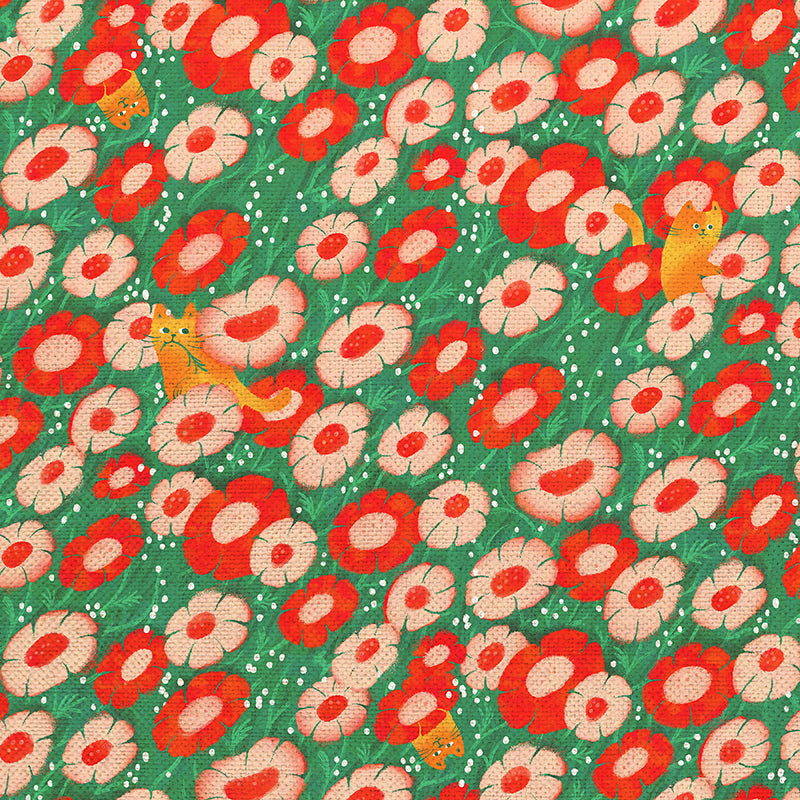 Floral Felines - Red