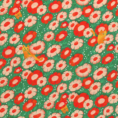Floral Felines - Red