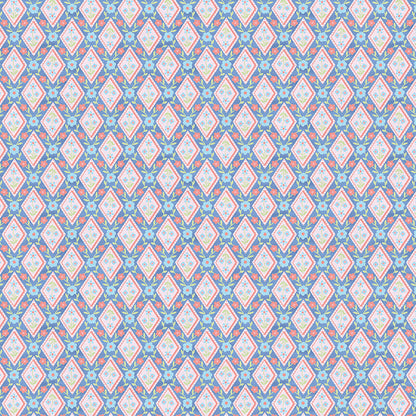 Diamonds - Coral on Blue