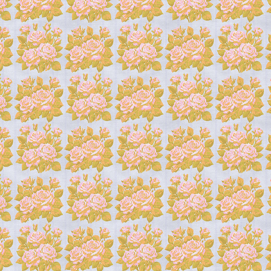 Rose Bouquets - Gold on Blue