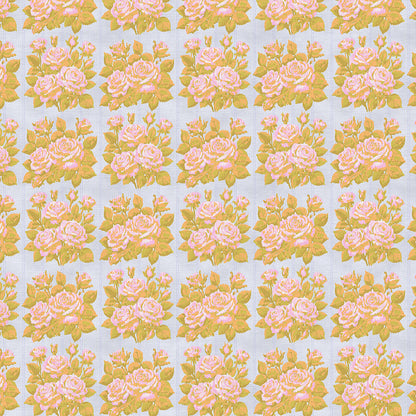Rose Bouquets - Gold on Blue