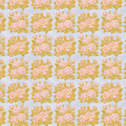 Rose Bouquets - Gold on Blue