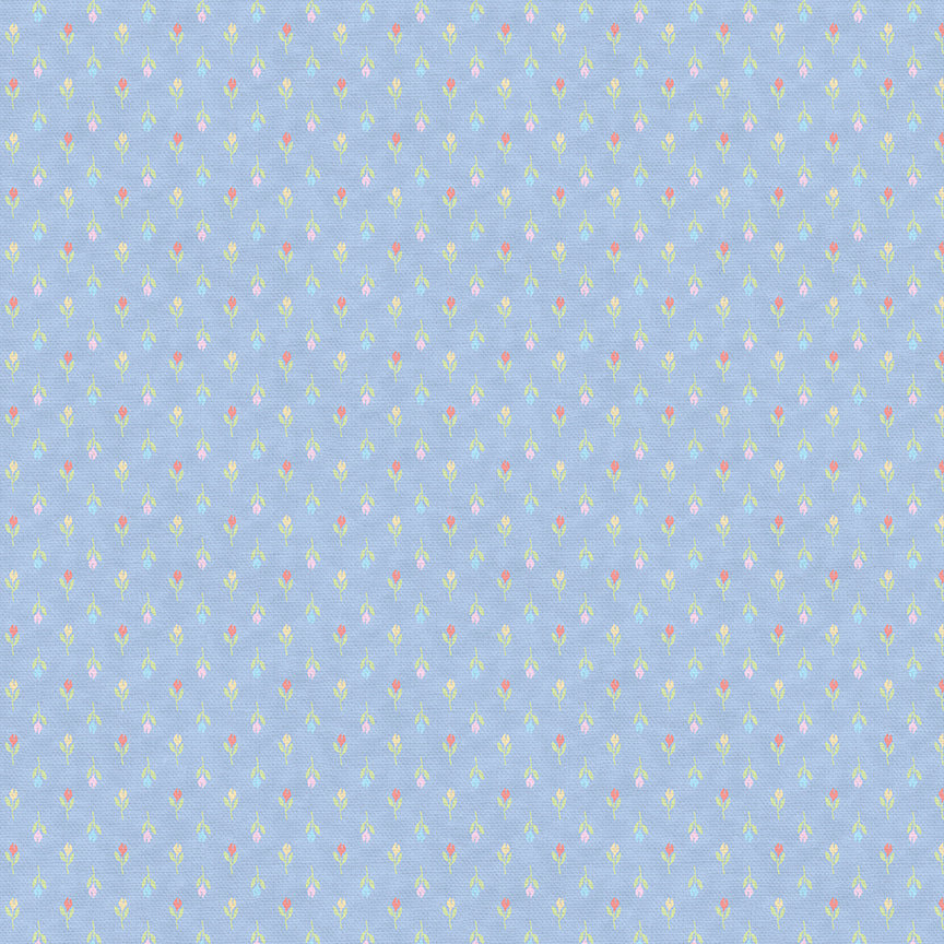 Stitched Tulips - Blue/Pink