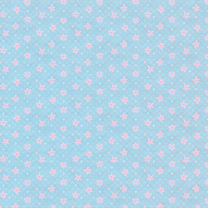 Floral Grid - Pink on Blue