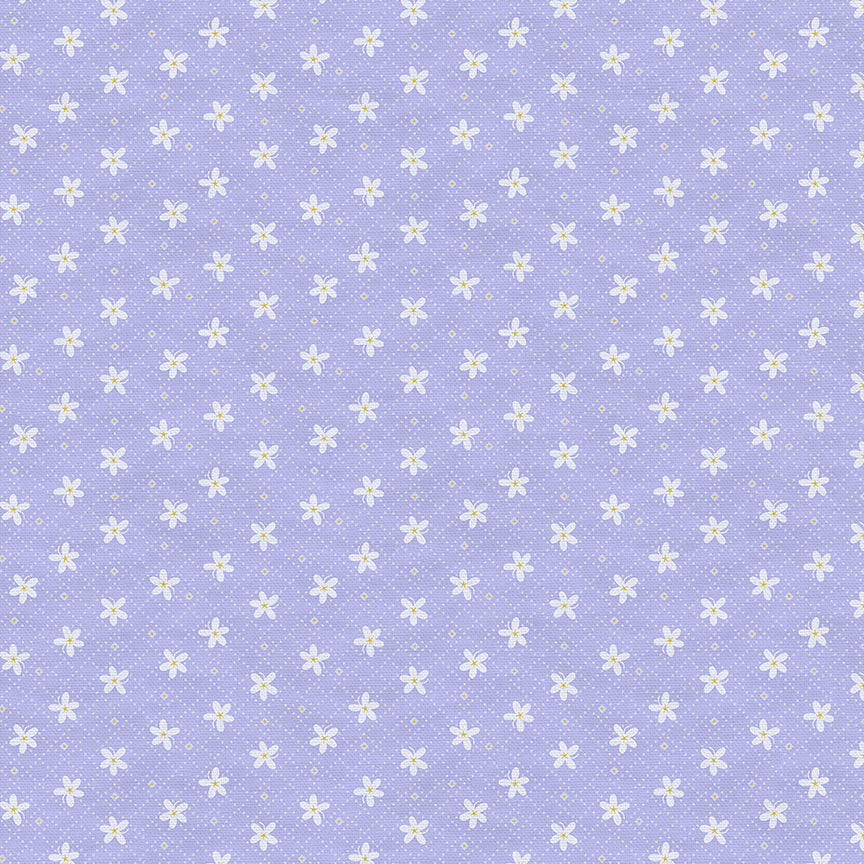 Floral Grid - White on Blue