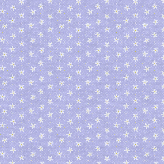 Floral Grid - White on Blue