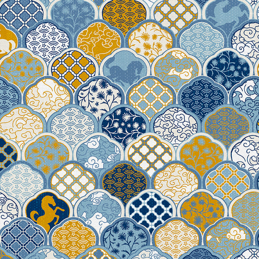 Horse Scallop - Blue/Gold