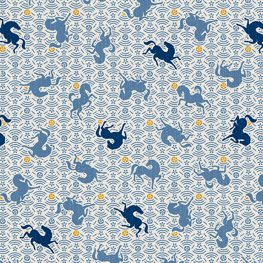 Horse Toss - Blue on White