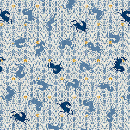 Horse Toss - Blue on White