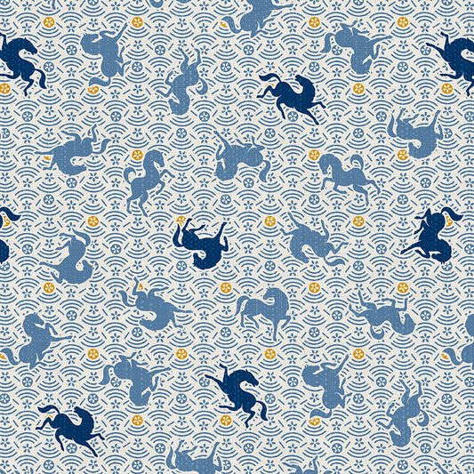 Horse Toss - Blue on White