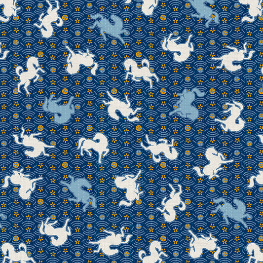 Horse Toss - White on Blue
