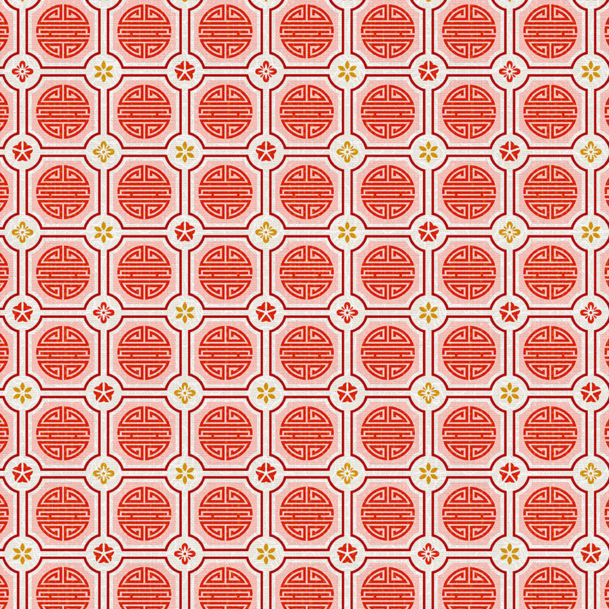 Geometric Symbols - Red on Pink