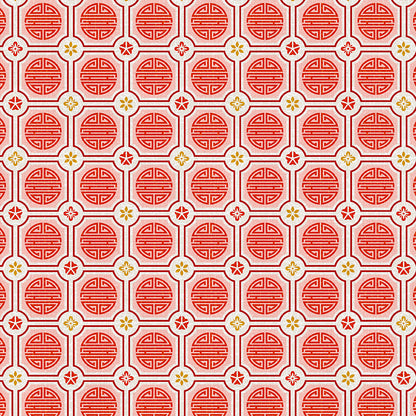 Geometric Symbols - Red on Pink