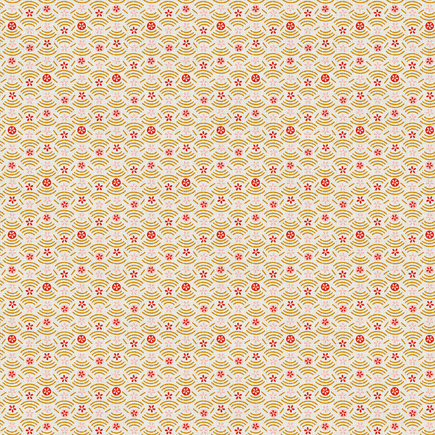 Floral Circles - Red/Gold