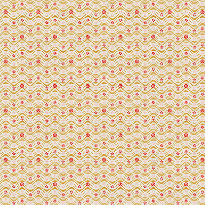 Floral Circles - Red/Gold