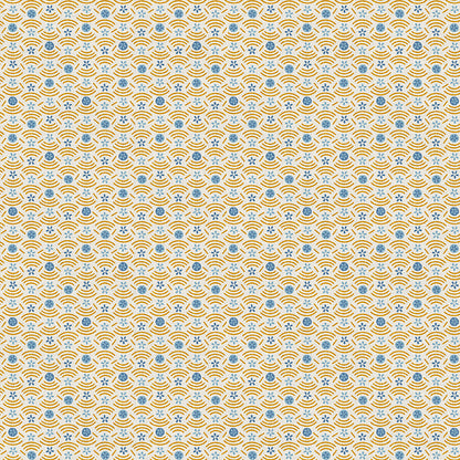 Floral Circles - Blue/Gold
