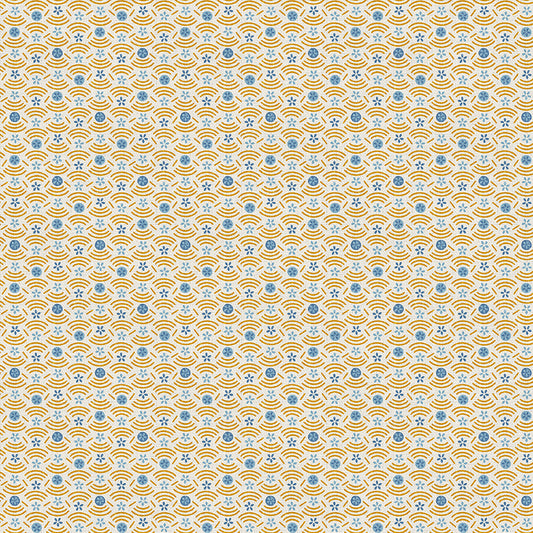 Floral Circles - Blue/Gold