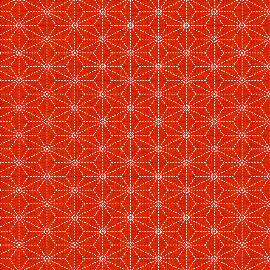 Geometric Stitches - Red/Gold