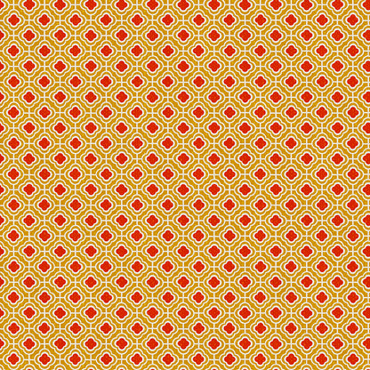 Geometric Floral - Red/Gold