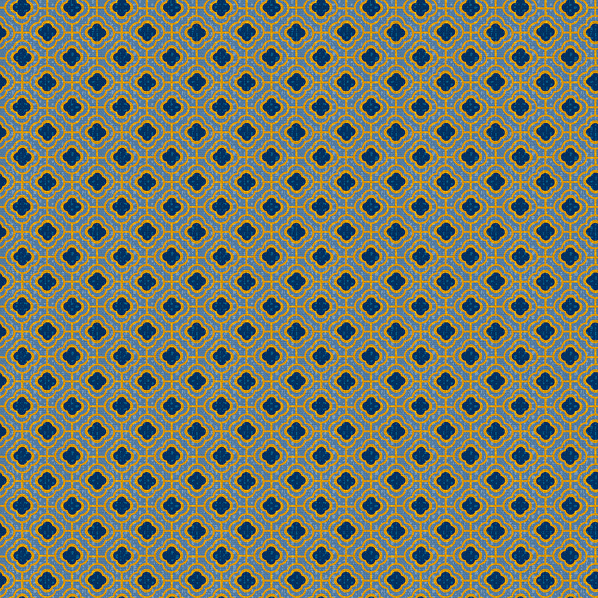 Geometric Floral - Blue/Gold