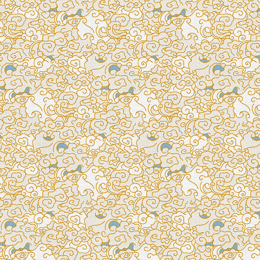 Whimsical Clouds - Blue/Gold