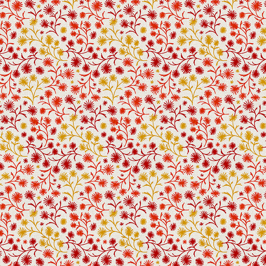 Floral Toss - Red/Gold