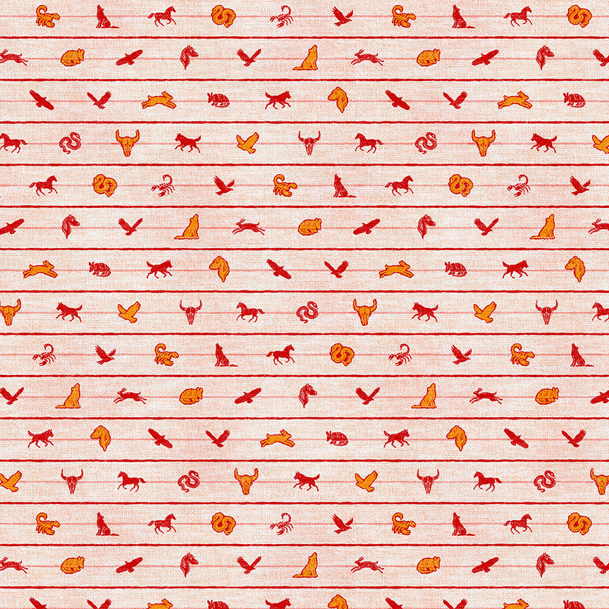 Ditsy Animal Stripe - Red/Orange