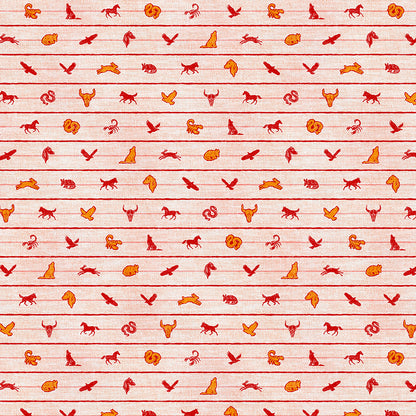 Ditsy Animal Stripe - Red/Orange