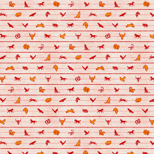 Ditsy Animal Stripe - Red/Orange