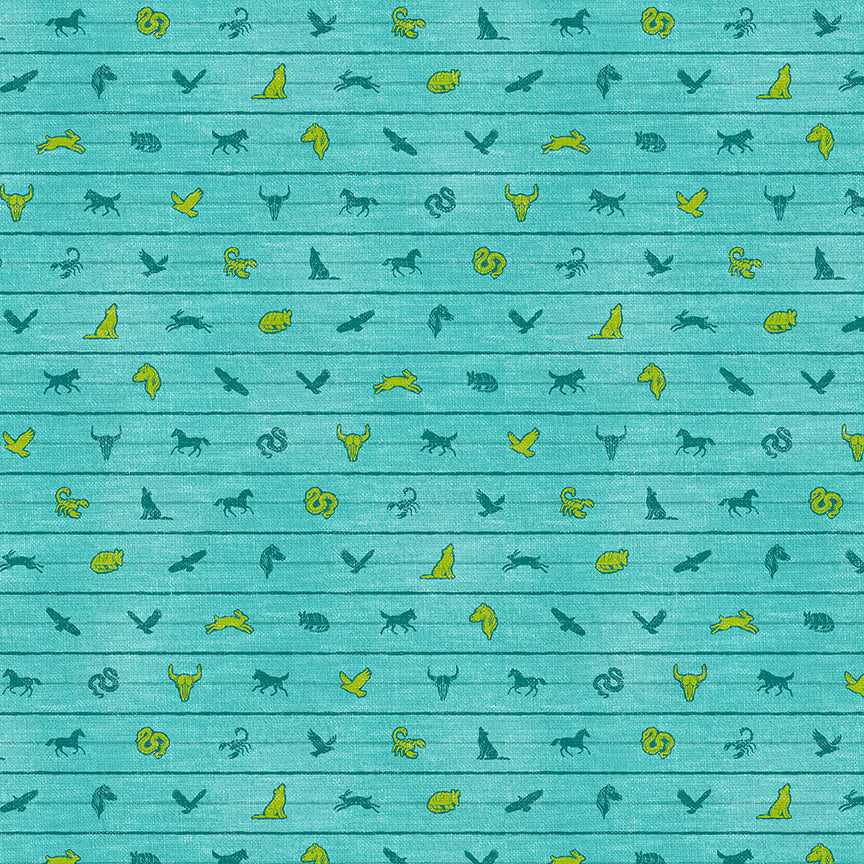 Ditsy Animal Stripe - Blue/Green