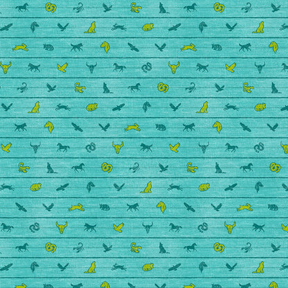 Ditsy Animal Stripe - Blue/Green