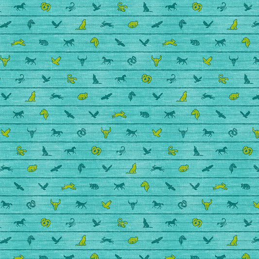 Ditsy Animal Stripe - Blue/Green