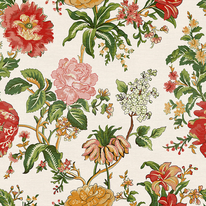 Grandma's Wallpaper - Red/Gold