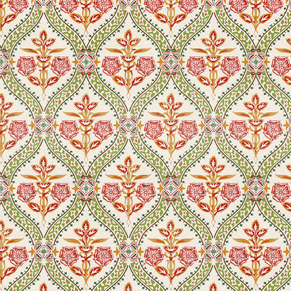 Folk Damask - White/Red