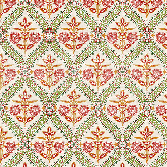 Folk Damask - White/Red
