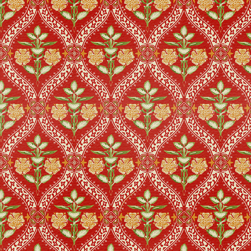 Folk Damask - Red