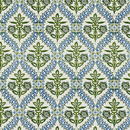 Folk Damask - White/Green