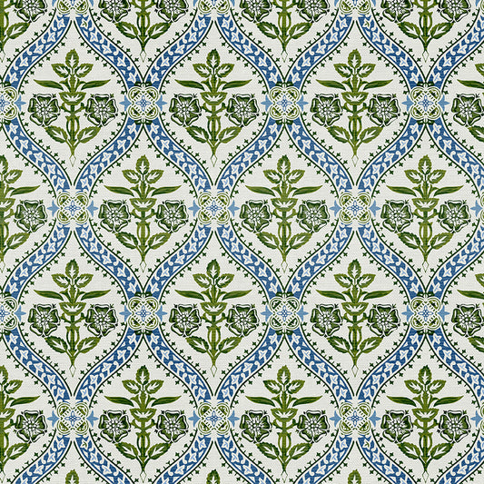 Folk Damask - White/Green